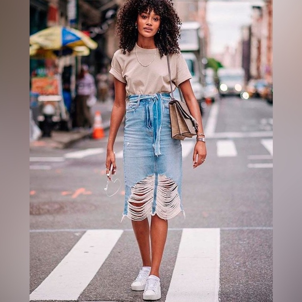 COPY - Denim Midi Skirt - Picture 4 of 5